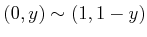 $ (0,y)
\sim (1,1-y)$