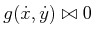 $ g({\dot x},{\dot y})
\bowtie 0$